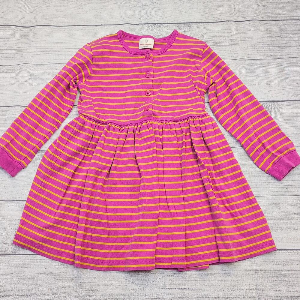 6/7 Hanna Andersson Pink/Orange Stripe Playdress